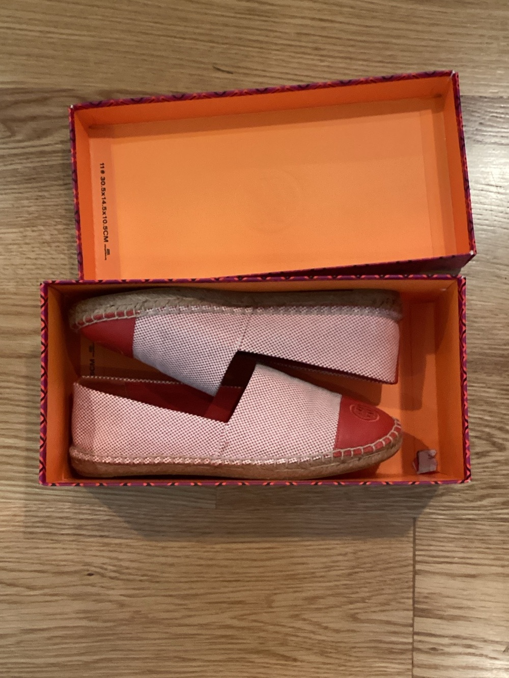 Tory Burch Pink Canvas Espadrilles with Red Toe Cap
